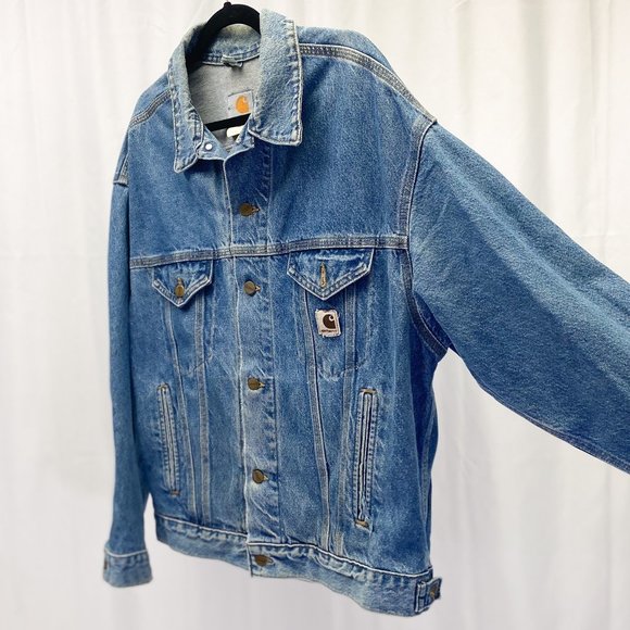 Vintage Denim Men's Carhartt jean jacket Streetwear Retro made in USA Large - Picture 1 of 13